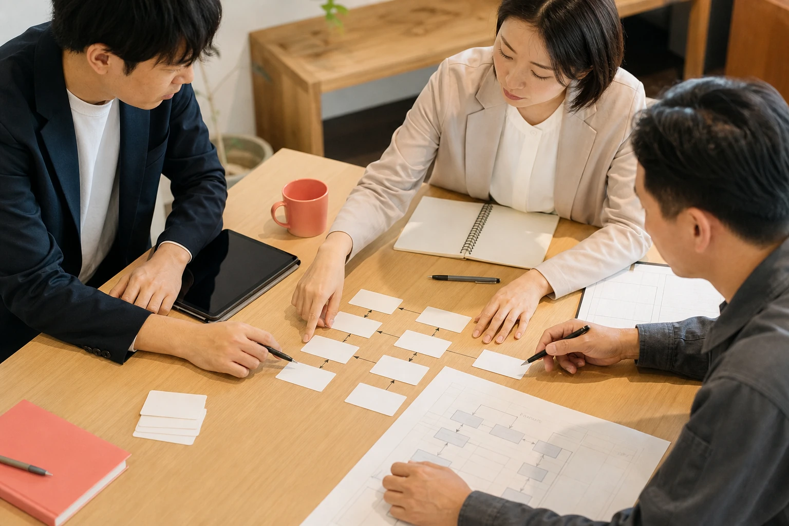 業務フローを整理するチームのイメージ